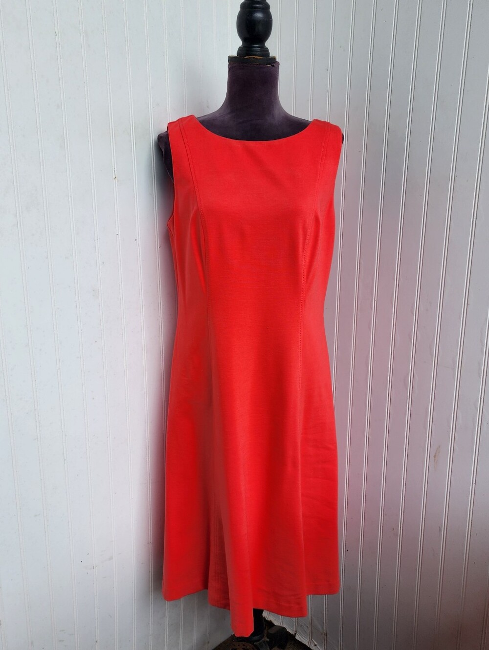 Talbots Coral Pink Ponte Knit A line dress Career Cocktail Stretch Jersey Sz 10